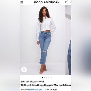 Good American Light Blue Distressed Boot Jeans